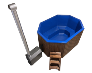 1.8×2.4 m 8-cornered hot tub with fiberglass interior and external stove