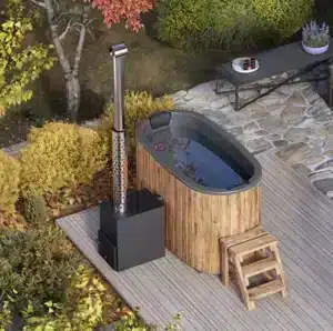 1,85×0,95m ovaali kylpytynnyri kamiinalla