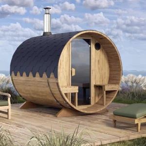 "2.4m" S2V Barrel Sauna for 4 persons with outside seats&nbsp;