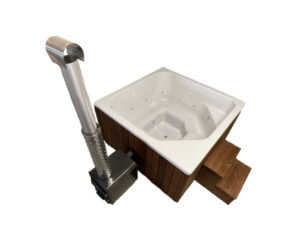 Hot tub with a fiberglass liner, 2.05×2.05 m with an external stove