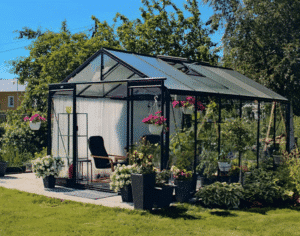 Kasvihuone ACD Retro 13,6 m² turvalasilla, musta runko