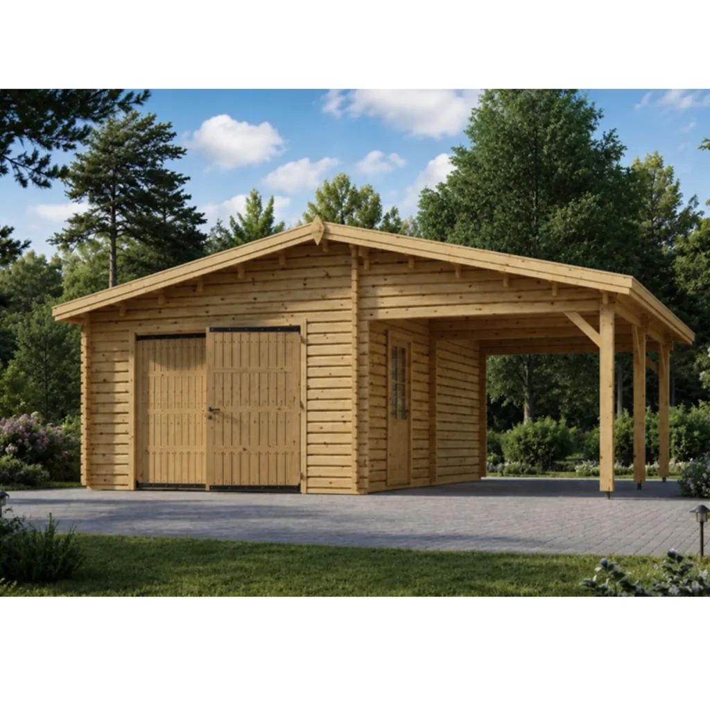 Kompaktne garaaž varikatusega (7m x 6m), 44mm
