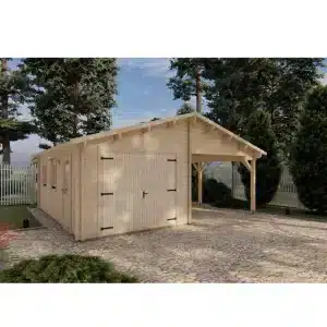 Autotalli autokatoksella 6,8 m x 5,6 m