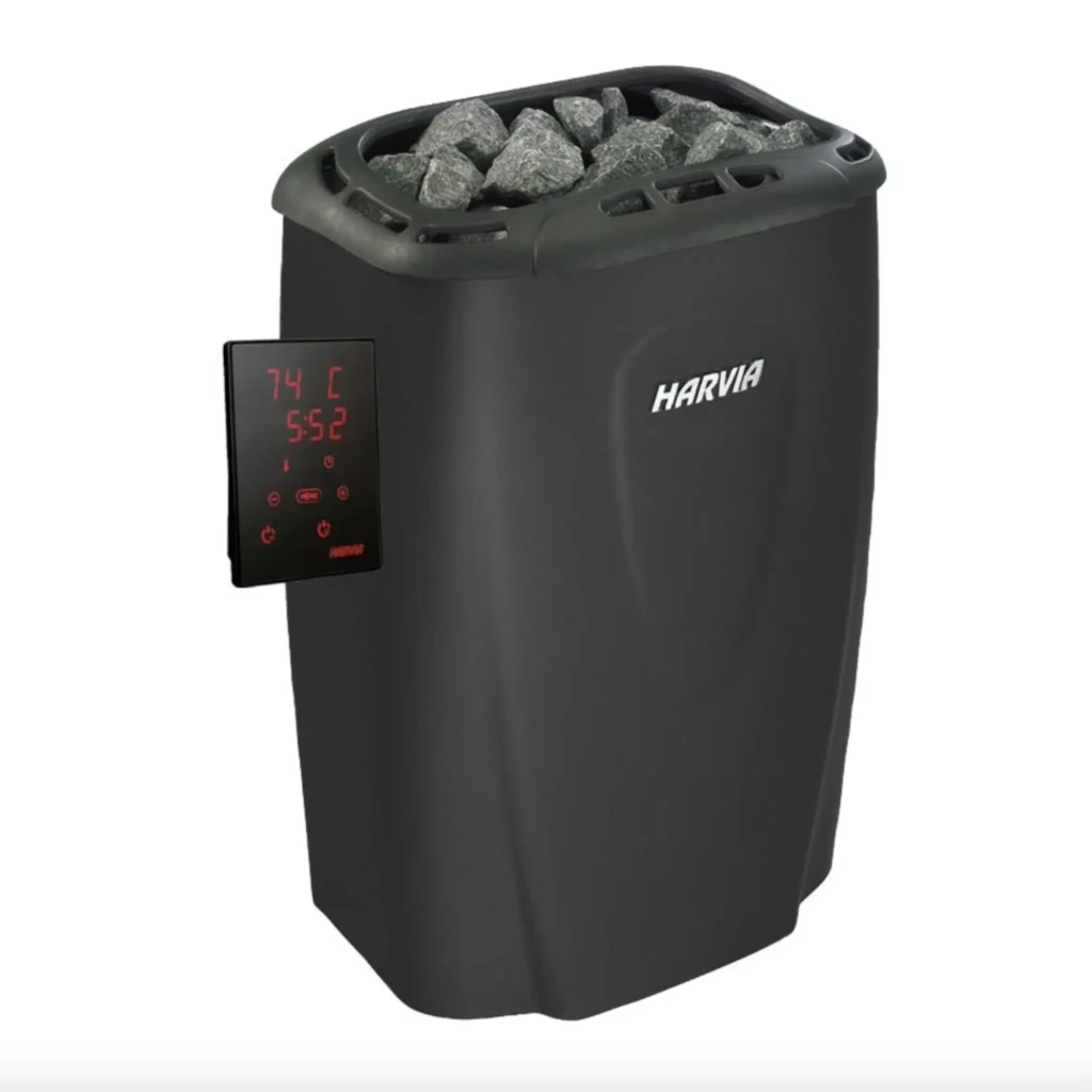 Harvia Moderna v80xe elektriline saunakeris, 8,0 kW, juhtpaneeliga, must