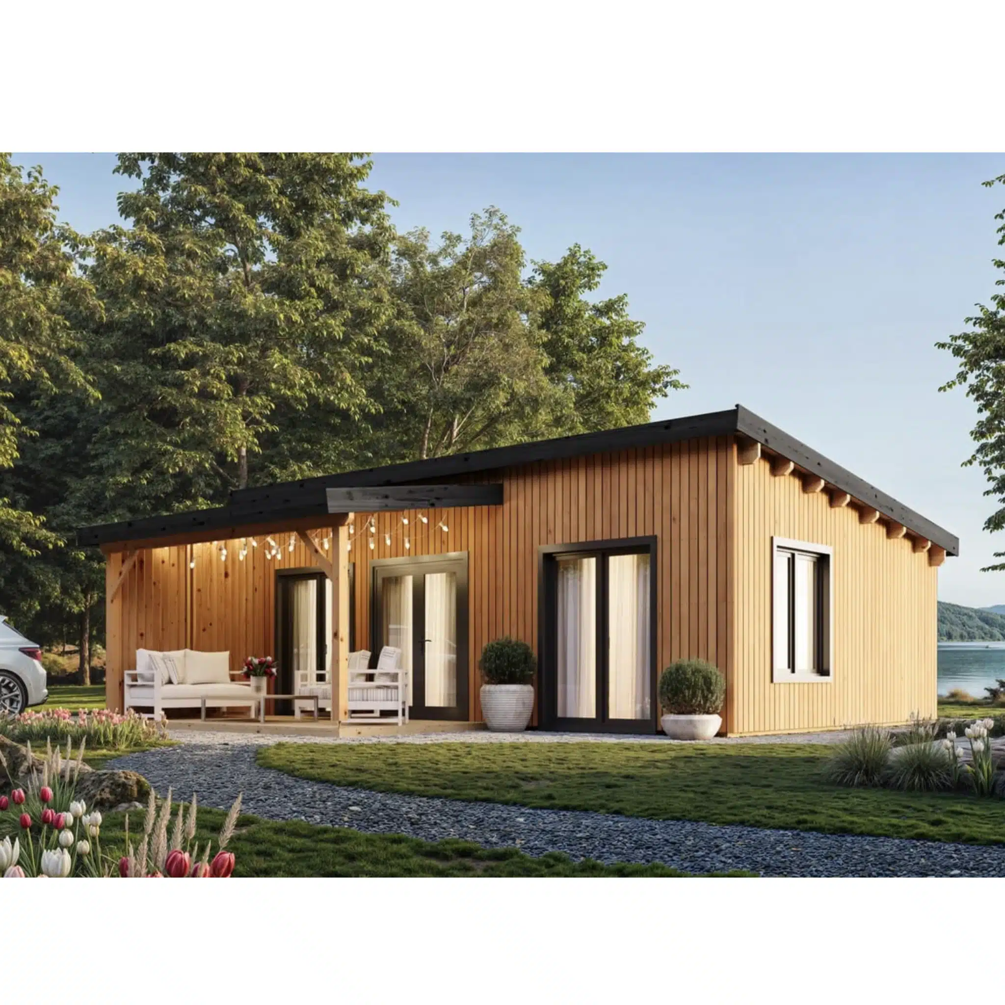 Soojustatud moderne elementmaja Verno 7.74 × 5.34 m