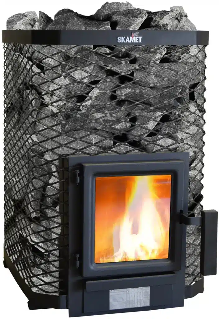 Skamet SS-110 GL angular net casing wood-burning sauna heater for 7–12 m³ saunas, heated from the same room