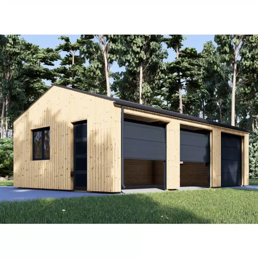 Triple wooden garage SILVIA TRIO, 9×6 m, 54 m²