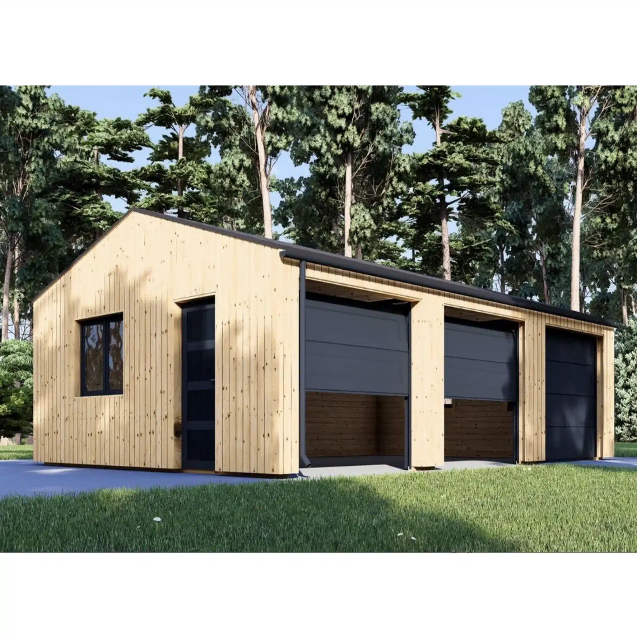 Triple wooden garage SILVIA TRIO, 9×6 m, 54 m²
