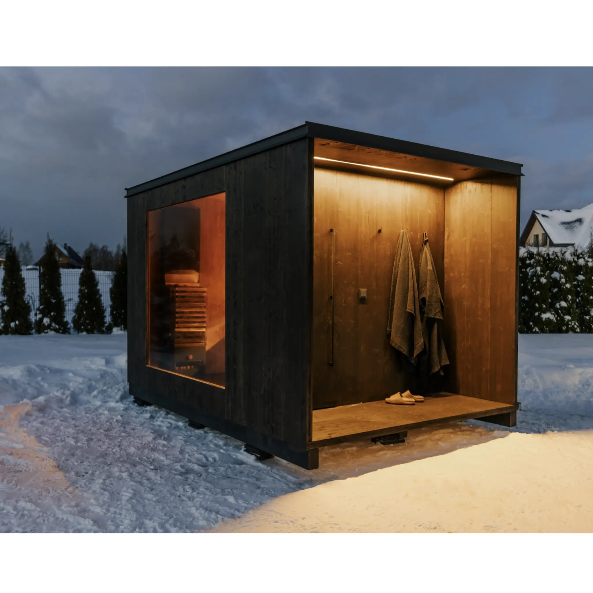 3,4×2,4m Sauna made of CLT panels for 6 people
