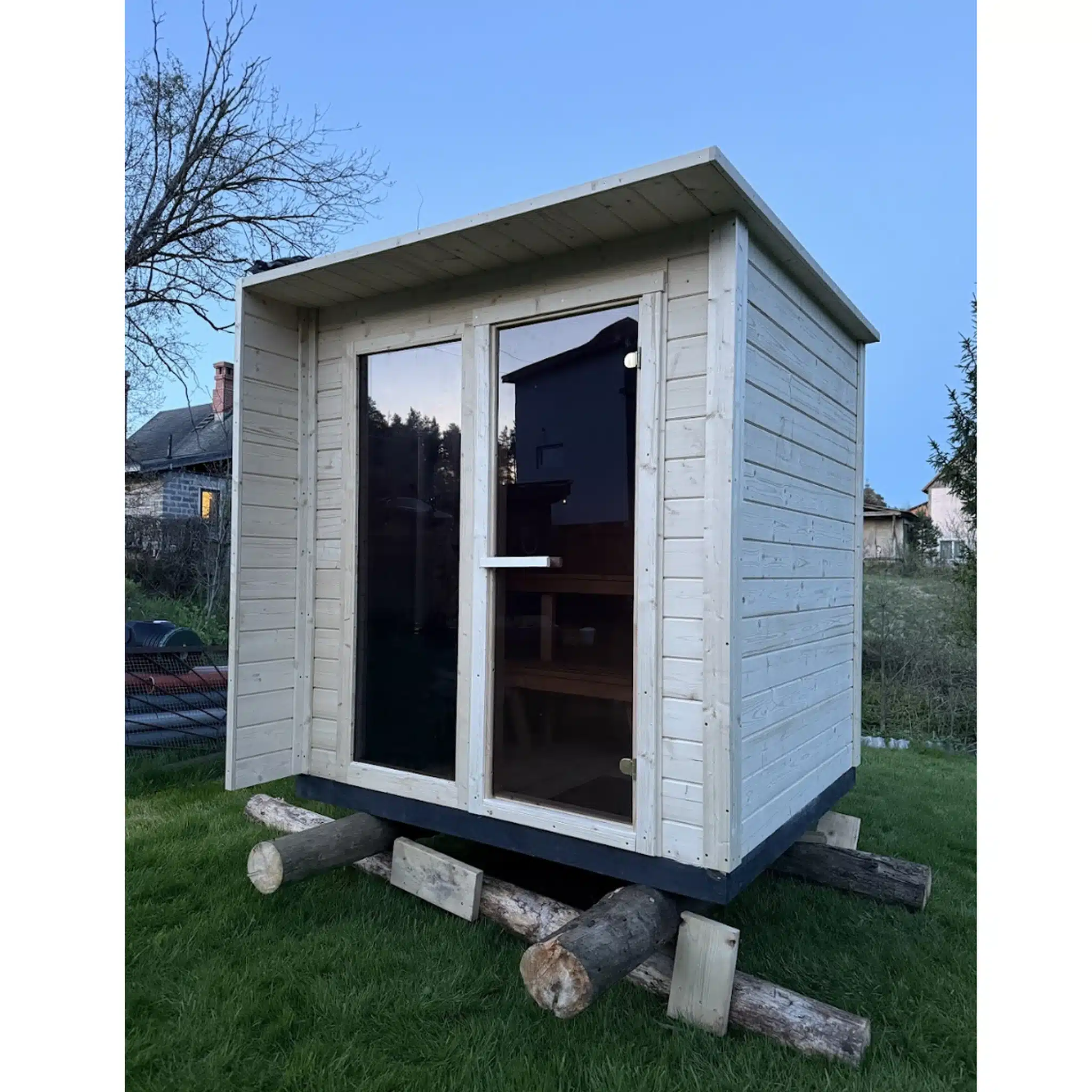 2,3 x 2,3 m Sauna made of CLT panels for 4 people