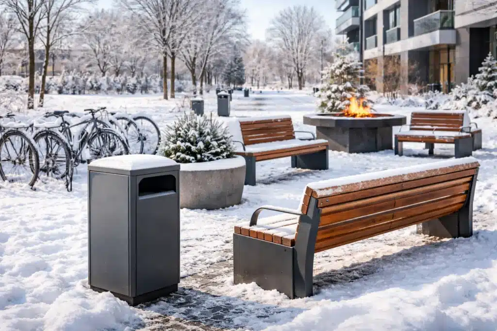 Miten kaupunkikalusteet kestävät talvea – mitä kunnat ja rakennuttajat ottavat huomioon?