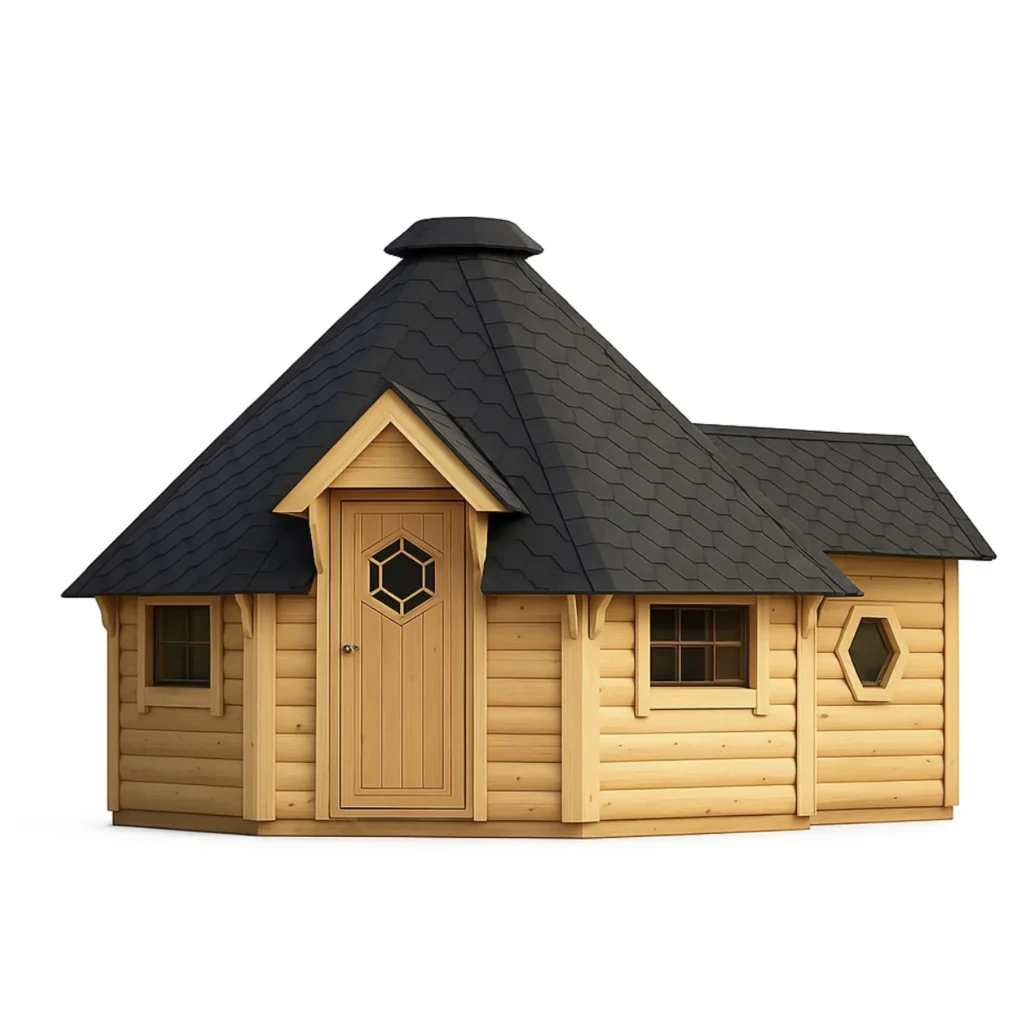 Grill cabin 16.5 m² with 2,5 m sauna in extension