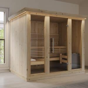 Indoor sauna cabin, 200 × 200 × 190 cm, 2–4 persons