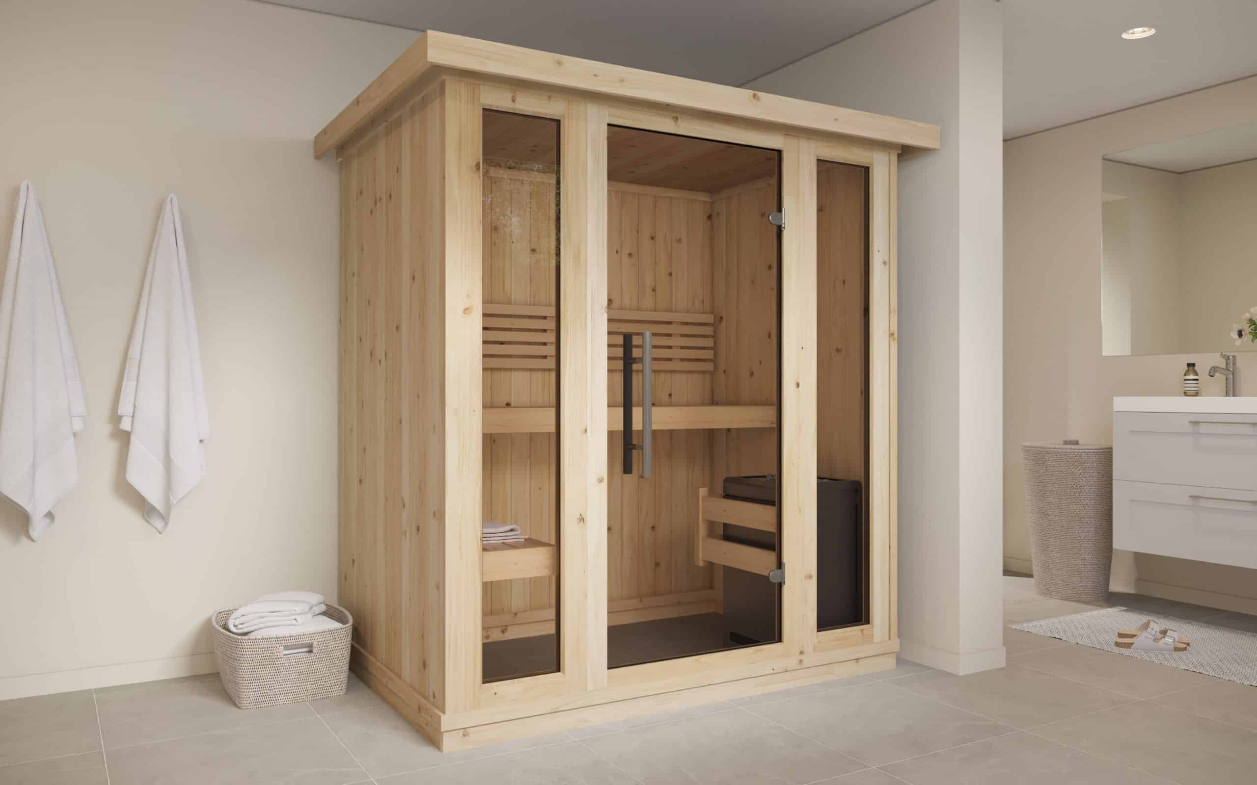 Indoor sauna cabin, 195×131×201 cm for 2–3 persons