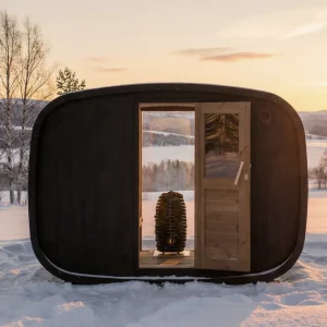 Vision-sauna – ovaalinmuotoinen ulkosauna 8-henkilölle
