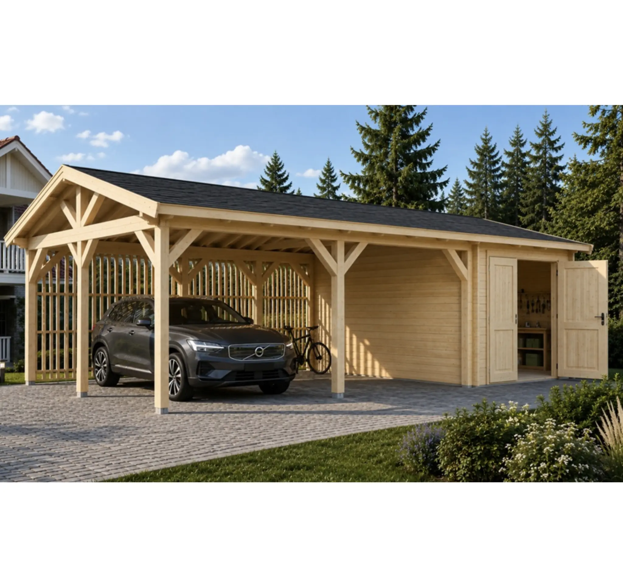 Double Carport + Storage 44 mm (5.7 × 7.9 m)