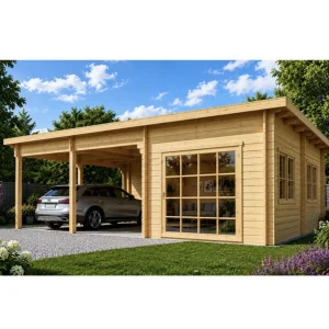Tivoli FR Double Carport with Studio (5.95 × 9.5 m, 44 mm)