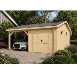 Wooden Carport with Storage 44 mm 5.7 × 5.3 m