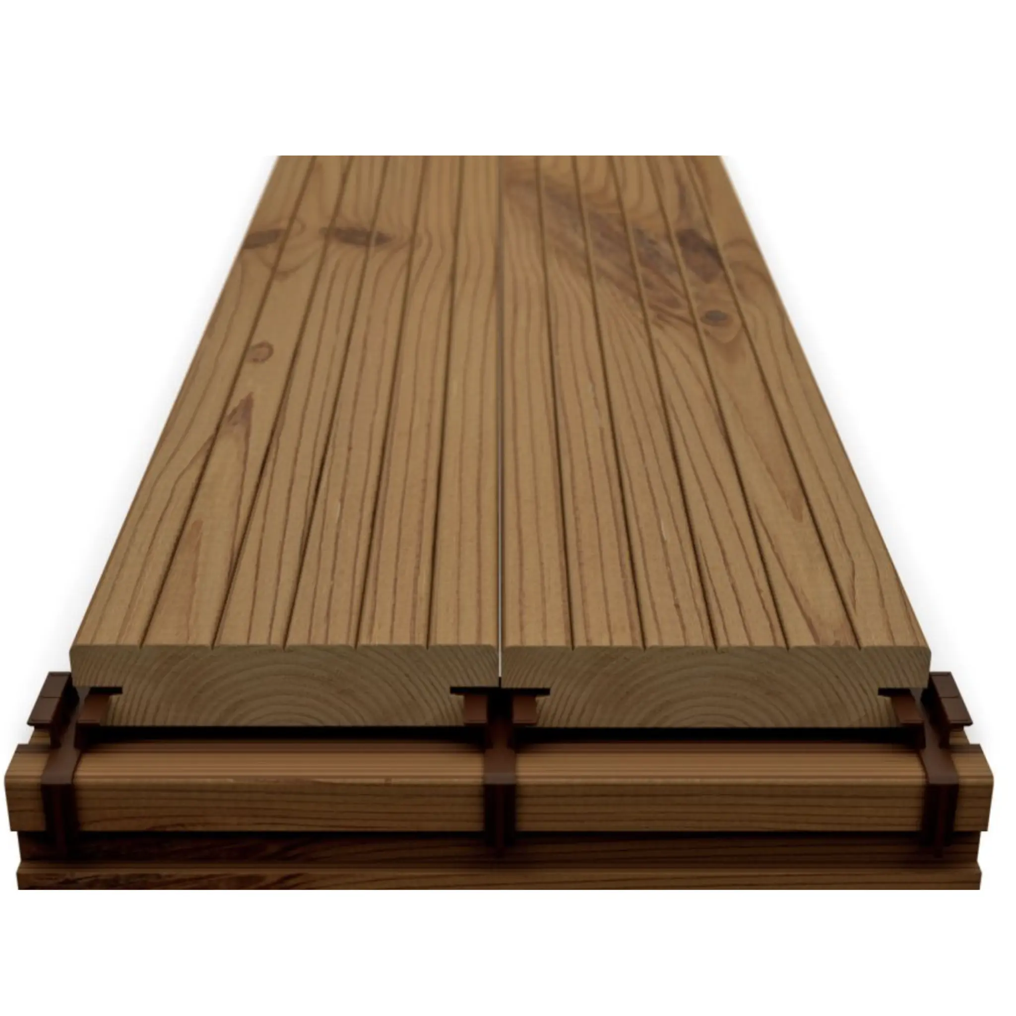 Decking with clips system thermo pine D5CLIP